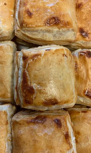 A tray of golden puff pastry